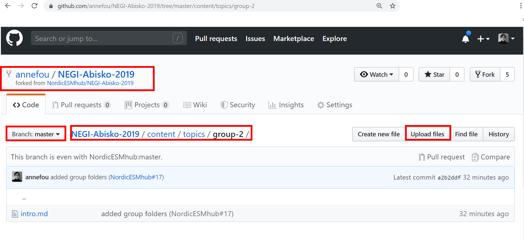 Upload in github